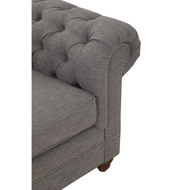 Stella Grey Linen 2 Seater Chesterfield Sofa