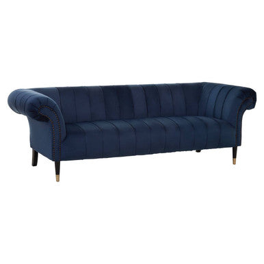 Siena Midnight Blue Velvet 3 Seater Sofa