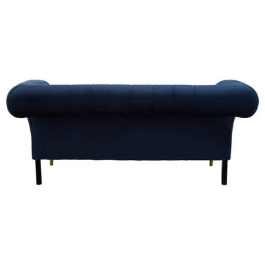 Siena Midnight Blue Velvet Channel Tufted 2 Seater Sofa