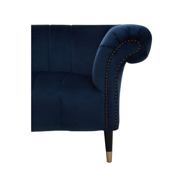 Siena Midnight Blue Velvet Channel Tufted 2 Seater Sofa