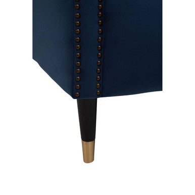 Siena Midnight Blue Velvet Channel Tufted 2 Seater Sofa