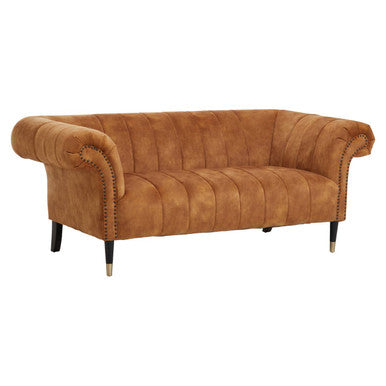 Siena Gold Velvet Channel Tufted 2 Seater Sofa