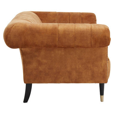 Siena Gold Velvet Channel Tufted 2 Seater Sofa