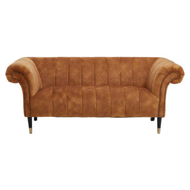 Siena Gold Velvet Channel Tufted 2 Seater Sofa