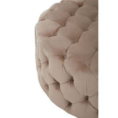 Suri Beige Velvet Tufted Round Ottoman Stool