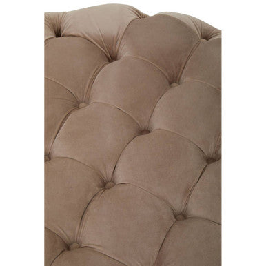 Suri Beige Velvet Tufted Round Ottoman Stool
