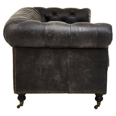 Hoxton Antique Black Leather 3 Seater Chesterfield Sofa