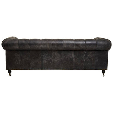 Hoxton Antique Black Leather 3 Seater Chesterfield Sofa