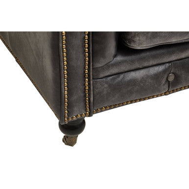 Hoxton Antique Black Leather 3 Seater Chesterfield Sofa