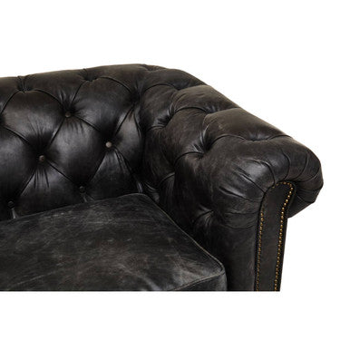 Hoxton Antique Black Leather 3 Seater Chesterfield Sofa