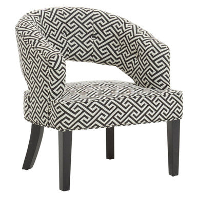 Regents Park Black and Beige Greek Key Design Lounge Chair