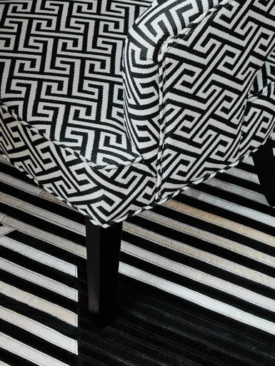 Regents Park Black and Beige Greek Key Design Lounge Chair
