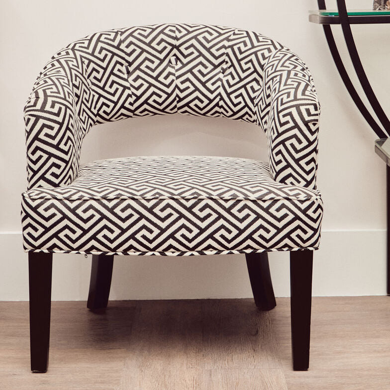 Regents Park Black and Beige Greek Key Design Lounge Chair