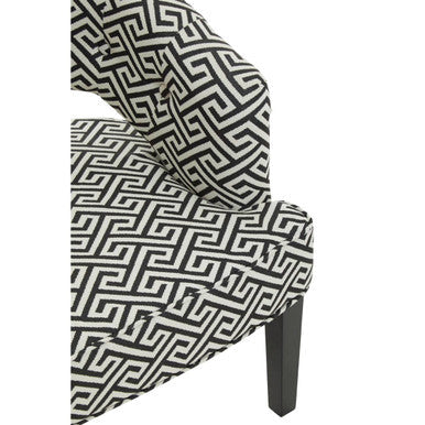 Regents Park Black and Beige Greek Key Design Lounge Chair