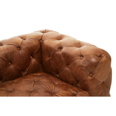 Brown Real Leather Right Arm Modern Chesterfield Modular Sofa