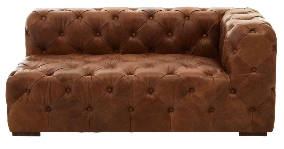 Brown Real Leather Right Arm Modern Chesterfield Modular Sofa