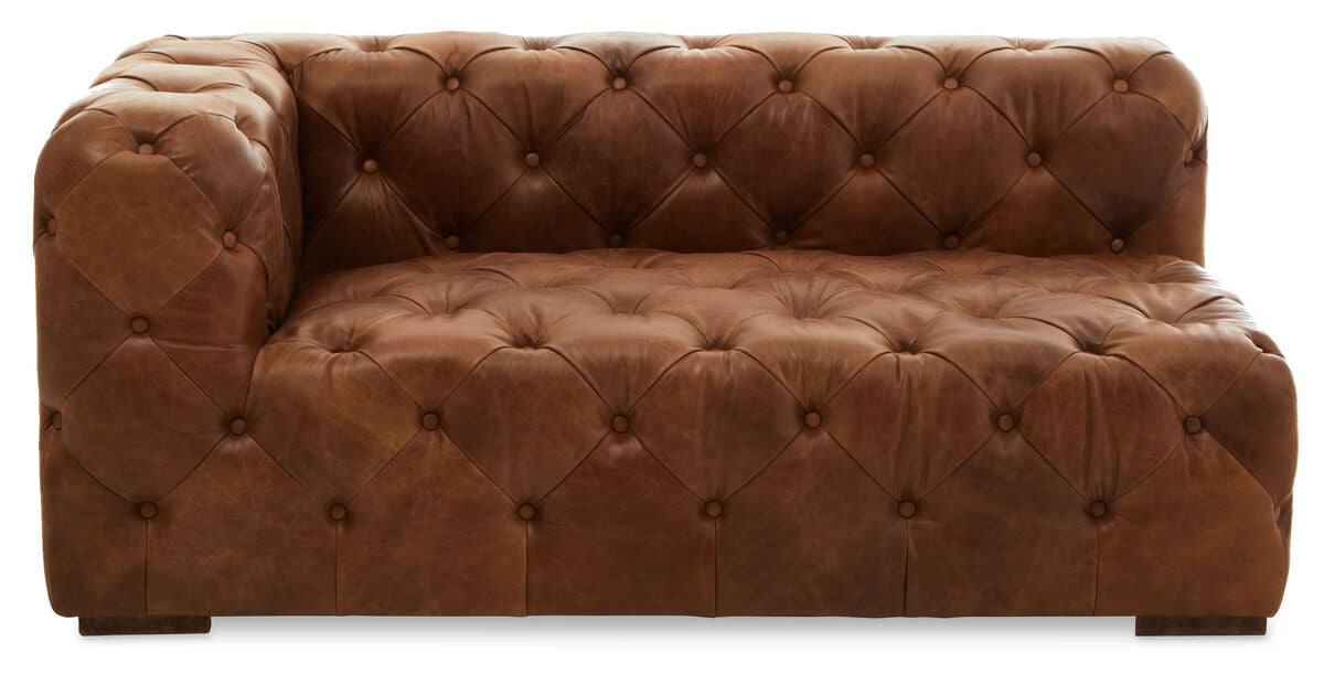 Brown Real Leather Left Arm Modern Chesterfield Modular Sofa