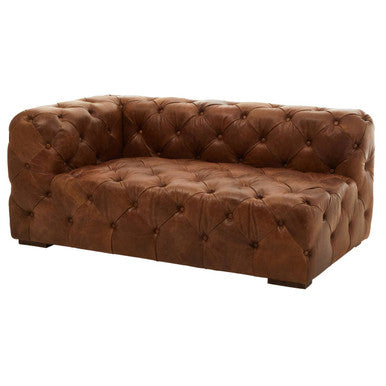 Brown Real Leather Left Arm Modern Chesterfield Modular Sofa