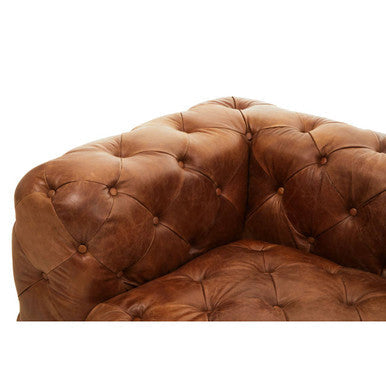 Brown Real Leather Left Arm Modern Chesterfield Modular Sofa