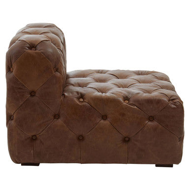 Hoxton Brown Leather Modern Chesterfield Modular Sofa Chair