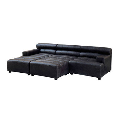 King Antique Black Leather Modular Ottoman