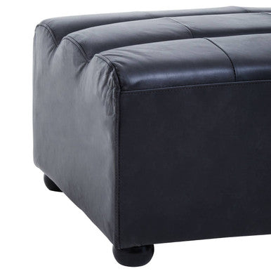 King Antique Black Leather Modular Ottoman