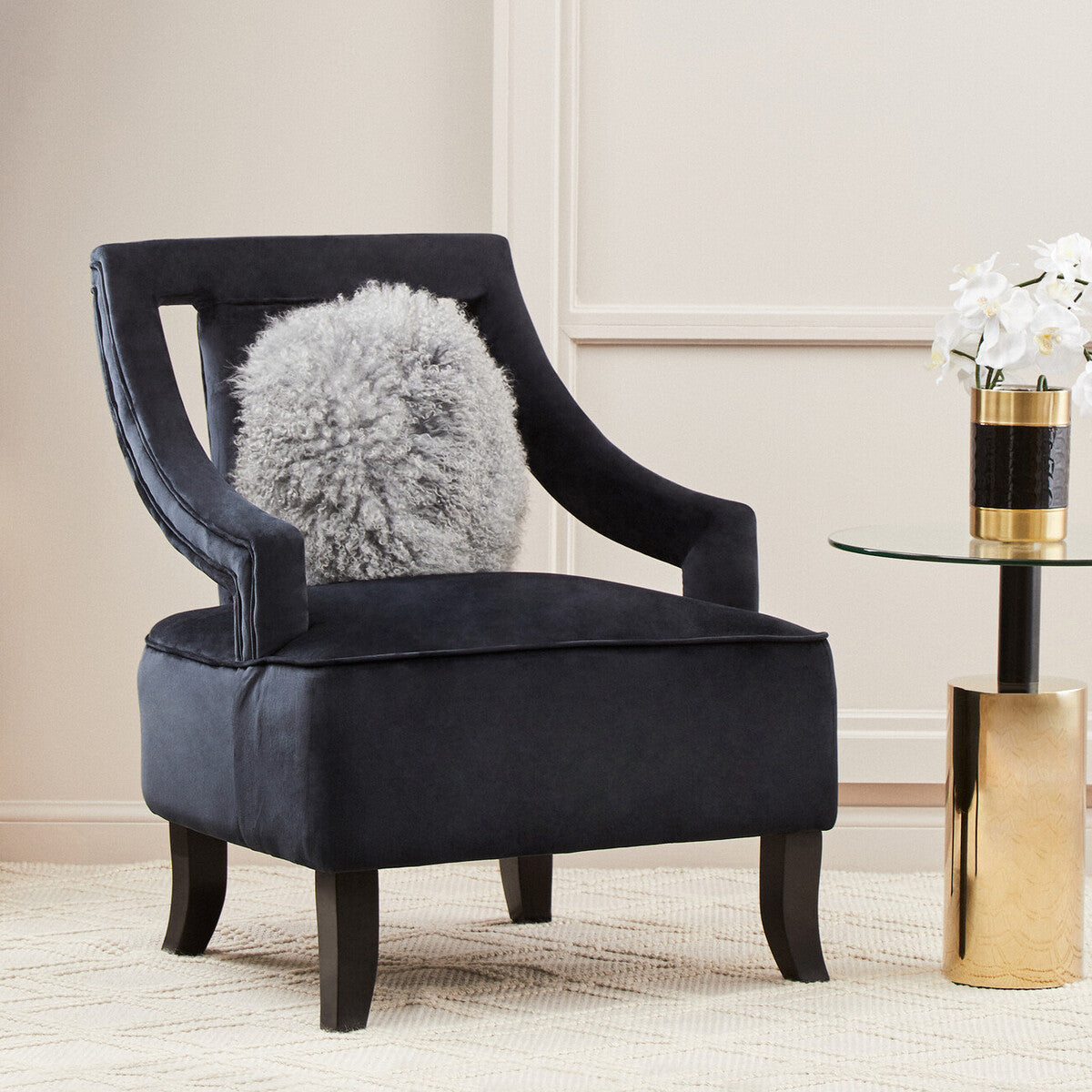 Faye Black Velvet Chair