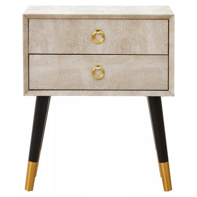 Cadio Natural Shagreen Effect 2 Drawer Side Table