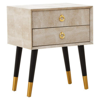 Cadio Natural Shagreen Effect 2 Drawer Side Table