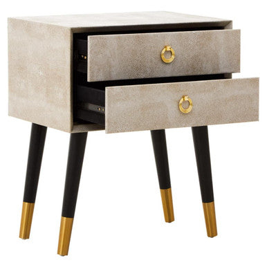 Cadio Natural Shagreen Effect 2 Drawer Side Table
