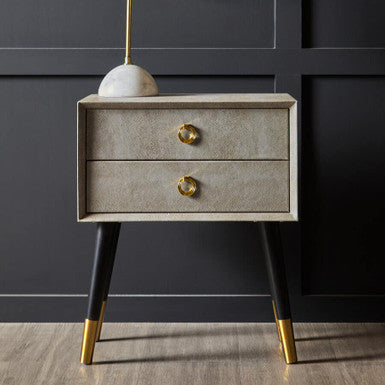 Cadio Natural Shagreen Effect 2 Drawer Side Table