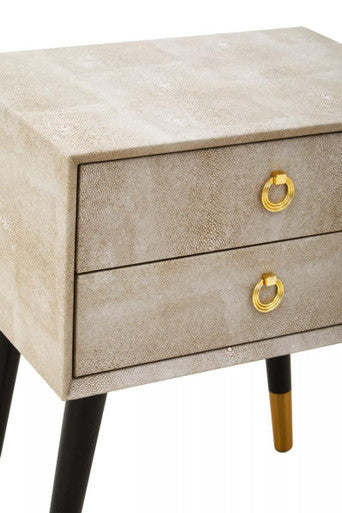 Cadio Natural Shagreen Effect 2 Drawer Side Table