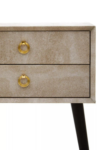 Cadio Natural Shagreen Effect 2 Drawer Side Table