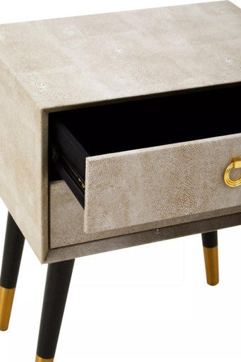 Cadio Natural Shagreen Effect 2 Drawer Side Table