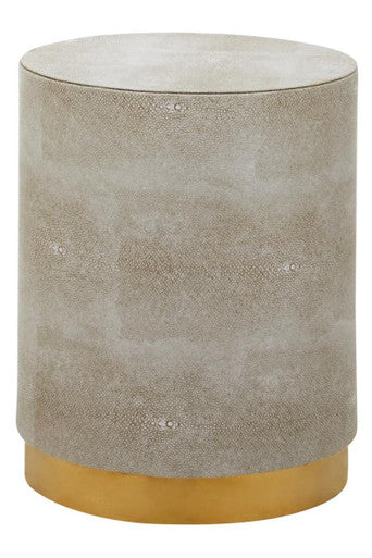 Cadio Natural Shagreen Effect Round Side Table and Stool