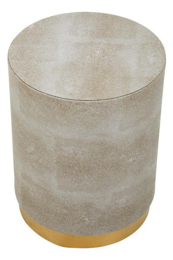 Cadio Natural Shagreen Effect Round Side Table and Stool