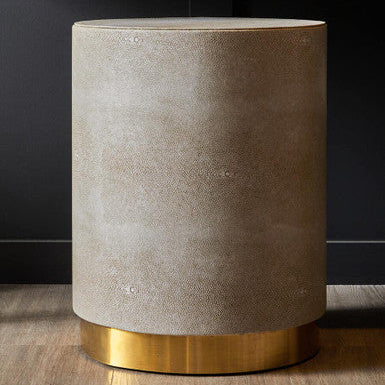 Cadio Natural Shagreen Effect Round Side Table and Stool