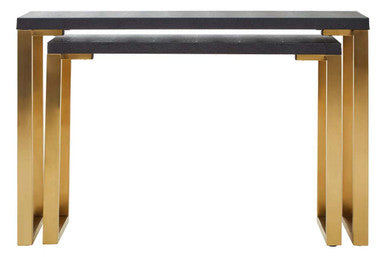 Cardoba Black Shagreen Effect Set of 2 Console Tables