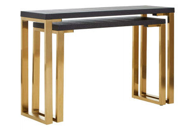 Cardoba Black Shagreen Effect Set of 2 Console Tables