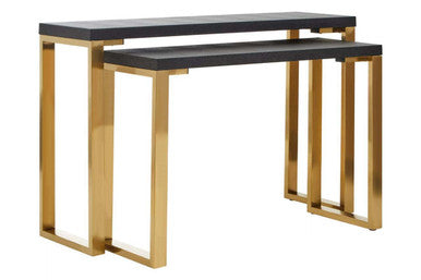 Cardoba Black Shagreen Effect Set of 2 Console Tables