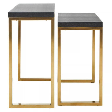 Cardoba Black Shagreen Effect Set of 2 Console Tables
