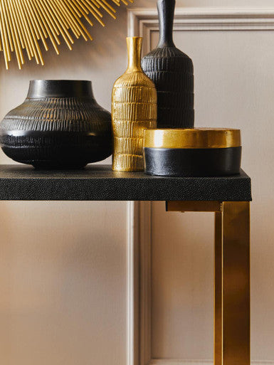 Cardoba Black Shagreen Effect Set of 2 Console Tables