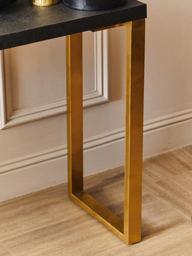 Cardoba Black Shagreen Effect Set of 2 Console Tables