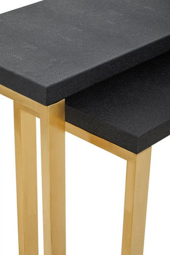 Cardoba Black Shagreen Effect Set of 2 Console Tables