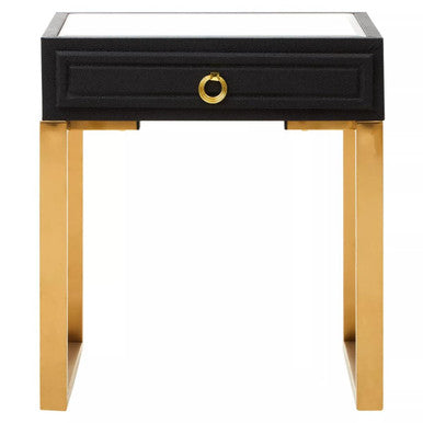Cardoba Black Shagreen Effect 1 Drawer Side Table
