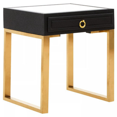Cardoba Black Shagreen Effect 1 Drawer Side Table