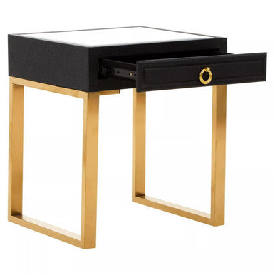 Cardoba Black Shagreen Effect 1 Drawer Side Table
