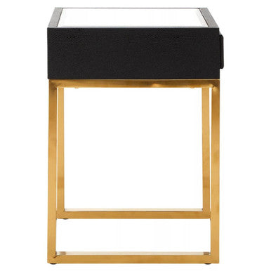 Cardoba Black Shagreen Effect 1 Drawer Side Table