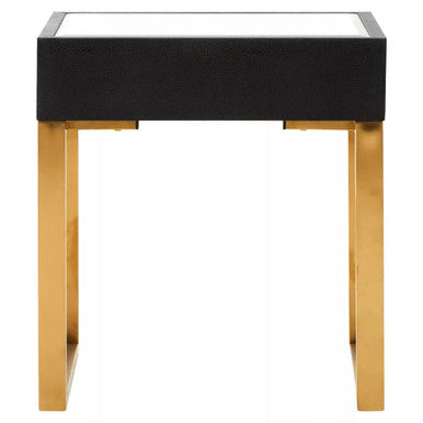 Cardoba Black Shagreen Effect 1 Drawer Side Table