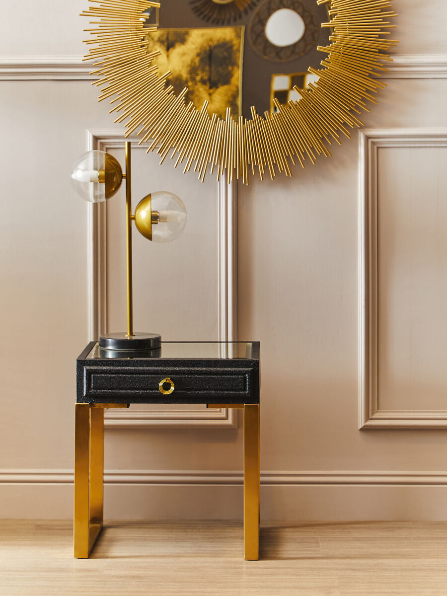 Cardoba Black Shagreen Effect 1 Drawer Side Table